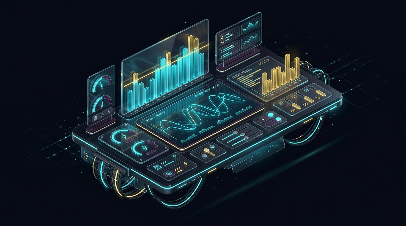3D isometric electrical engineering dashboard illustrating building transformer capacity, peak load curves, and spare power headroom for EV charging